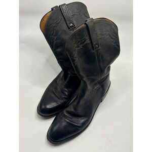Lucchese 2000 Black Leather Cowboy Boots Mens Size 9D Western Style